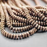 Бусина Гематит, граненный рондель, 4*2 мм, коричневый, нитка