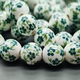 Бусина шар из керамики, зеленый букет, 12 мм, шт