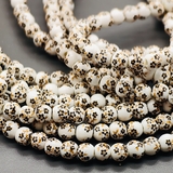 Бусина шар из керамики, коричневый букет, 6 мм, нитка