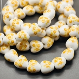 Бусина Сердце из керамики, желтый букет, 12.5*12.2 мм, шт