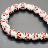 Бусина Сердце из керамики, красный букет, 12.5*12.2 мм, нитка