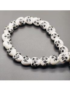 Бусина Сердце из керамики, черный букет, 12.5*12.2 мм, нитка