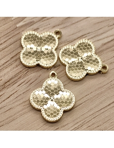Подвеска клевер соты, 15 мм, позолота
