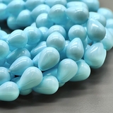 Жемчуг бусина Майорка, 10*14 мм, голубой, нить