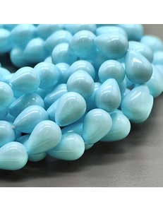 Жемчуг бусина Майорка, 10*14 мм, голубой, нить