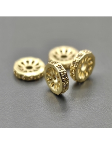 Бусины Разделители спейсеры с фианитами, 8 мм, позолота, шт