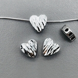 Бусина Сердце волны, 8 мм, родий