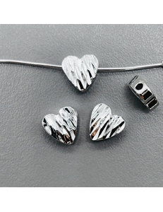 Бусина Сердце волны, 8 мм, родий