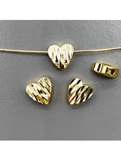 Бусина Сердце волны, 8 мм, позолота