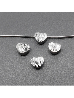 Бусина Сердце волны, 5.7 мм, родий