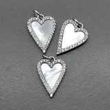 Подвеска Сердце с перламутром и фианитами, 18*12 мм, родий