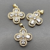 Подвеска Клевер с фианитами, 19 мм, позолота