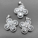 Подвеска Клевер с фианитами, 19 мм, родий