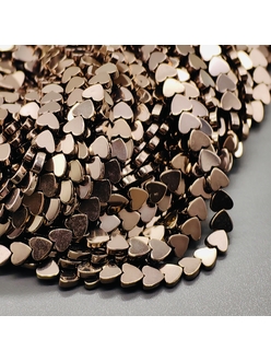 Бусина Гематит, сердце, коричневый, 6.2 мм, нитка