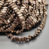 Бусина Гематит, плоский овал, 8*4 мм, коричневый, нитка