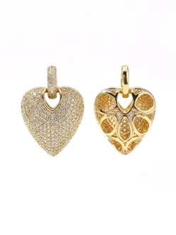 Подвеска удлиненное Сердце с фианитами, 20*17 мм, позолота