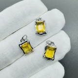 Подвеска Прямоугольник желтый, 14*9 мм, родий