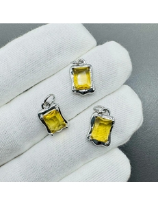 Подвеска Прямоугольник желтый, 14*9 мм, родий