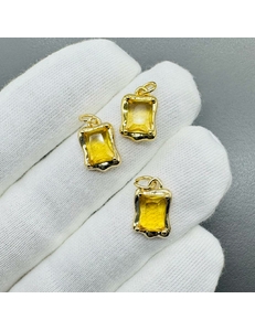 Подвеска Прямоугольник желтый, 14*9 мм, позолота