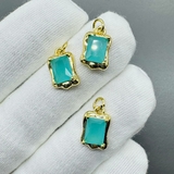 Подвеска Прямоугольник мятный, 14*9 мм, позолота