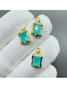 Подвеска Прямоугольник мятный, 14*9 мм, позолота