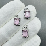 Подвеска Прямоугольник розовый, 14*9 мм, родий