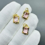 Подвеска Прямоугольник розовый, 14*9 мм, позолота