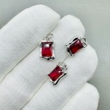 Подвеска Прямоугольник красный, 14*9 мм, родий