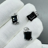 Подвеска Прямоугольник черный, 14*9 мм, родий