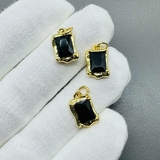 Подвеска Прямоугольник черный, 14*9 мм, позолота