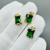 Подвеска Прямоугольник зеленый, 14*9 мм, позолота