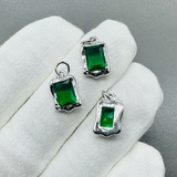 Подвеска Прямоугольник зеленый, 14*9 мм, родий