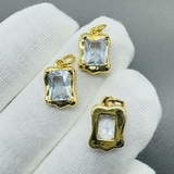 Подвеска Прямоугольник прозрачный, 14*9 мм, позолота