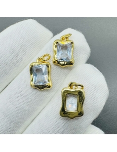 Подвеска Прямоугольник прозрачный, 14*9 мм, позолота