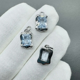 Подвеска Прямоугольник прозрачный, 14*9 мм, родий