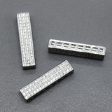 Коннектор Палочка для 6-ти нитей, с фианитами, 24*5.5 мм, родий