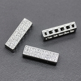 Коннектор Палочка для 4-ти нитей, с фианитами, 18*5.5 мм, родий