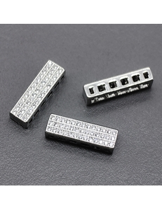 Коннектор Палочка для 4-ти нитей, с фианитами, 18*5.5 мм, родий