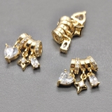 Подвеска Сердце Звезда Овал с фианитами, 9*6*15 мм, позолота