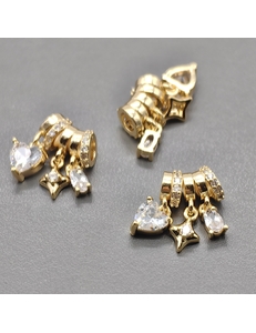 Подвеска Сердце Звезда Овал с фианитами, 9*6*15 мм, позолота