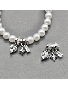 Подвеска Сердце Звезда Овал с фианитами, 9*6*15 мм, родий