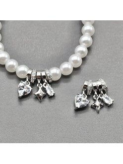 Подвеска Сердце Звезда Овал с фианитами, 9*6*15 мм, родий