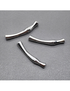 Бусина труба тонкий Бамбук, 30*3.5 мм, родий