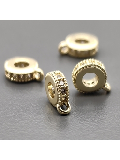 Бейл с фианитами, 6*2.5 мм, позолота