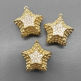 Подвеска 3D Звезда с фианитами, 22 мм, позолота