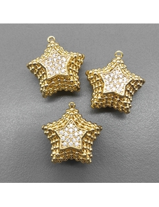 Подвеска 3D Звезда с фианитами, 22 мм, позолота
