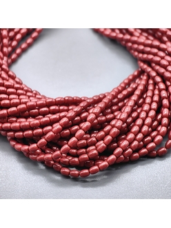 Жемчуг рисовый Майорка, 3.3*4.5 мм, темно-красный, нитка