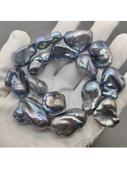 Бусины жемчуга Барокко, темный павлин, 23-33 мм, нитка