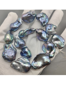 Бусины жемчуга Барокко, темный павлин, 23-33 мм, нитка 2