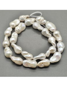 Бусины жемчуга Барокко, белый, 17-22 мм, нитка